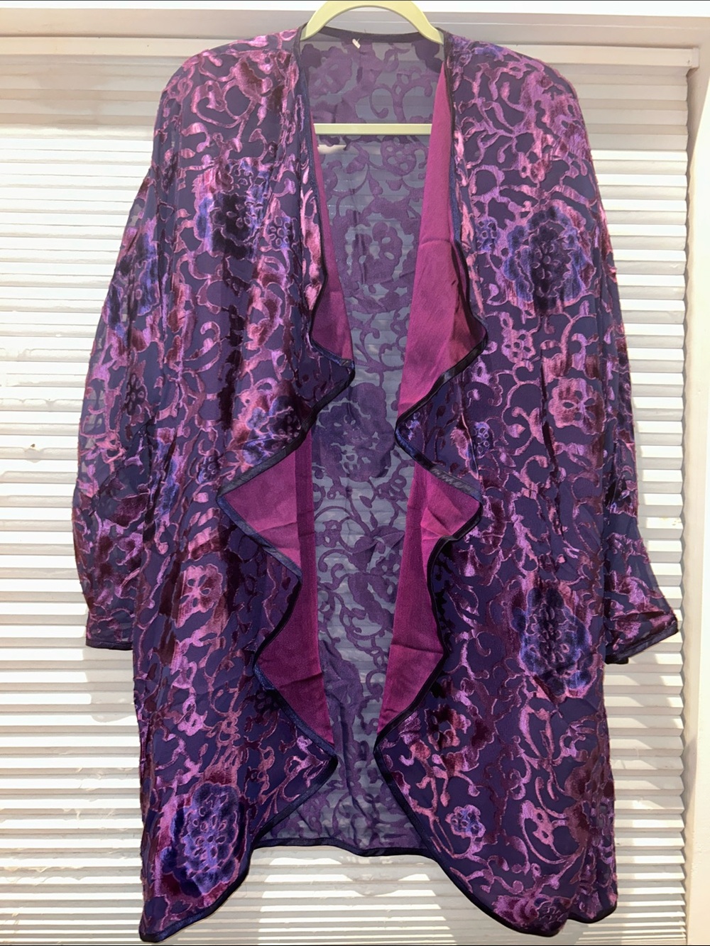Vintage Jeanne Marc Burnout Velvet Flutter Kimono Jacket 2X NWT Saks Deadstock